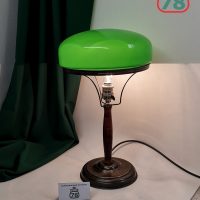 Лампа настольная СССР зелёный белый плафон довоенная / 3109