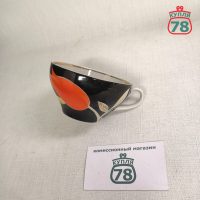 Чашка винтаж СССР Красный тюльпан на чёрном Дулево / 3118