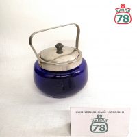 Сахарница винтаж СССР синее стекло / 3119