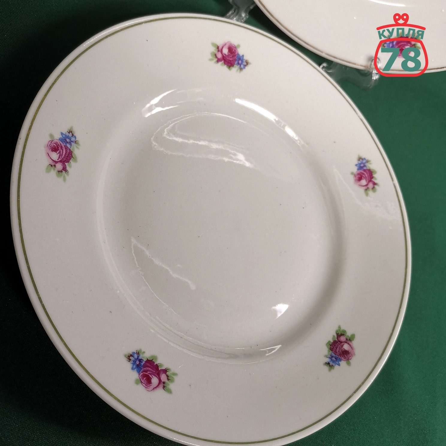 Тарелки винтаж СССР 2 шт Розы и незабудки / 3127 — изображение 2