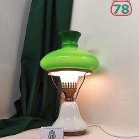Лампа настольная СССР керосинка зелёный плафон / 3138