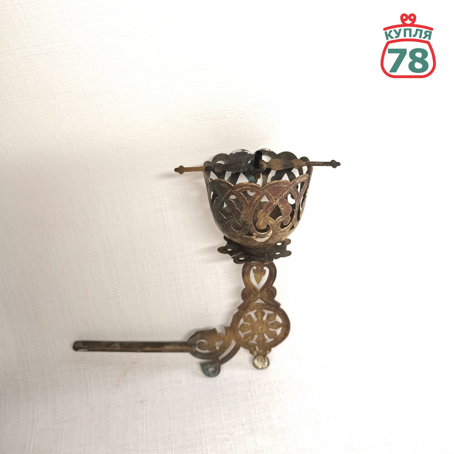 Лампадка старинная латунная / 3141 — изображение 2