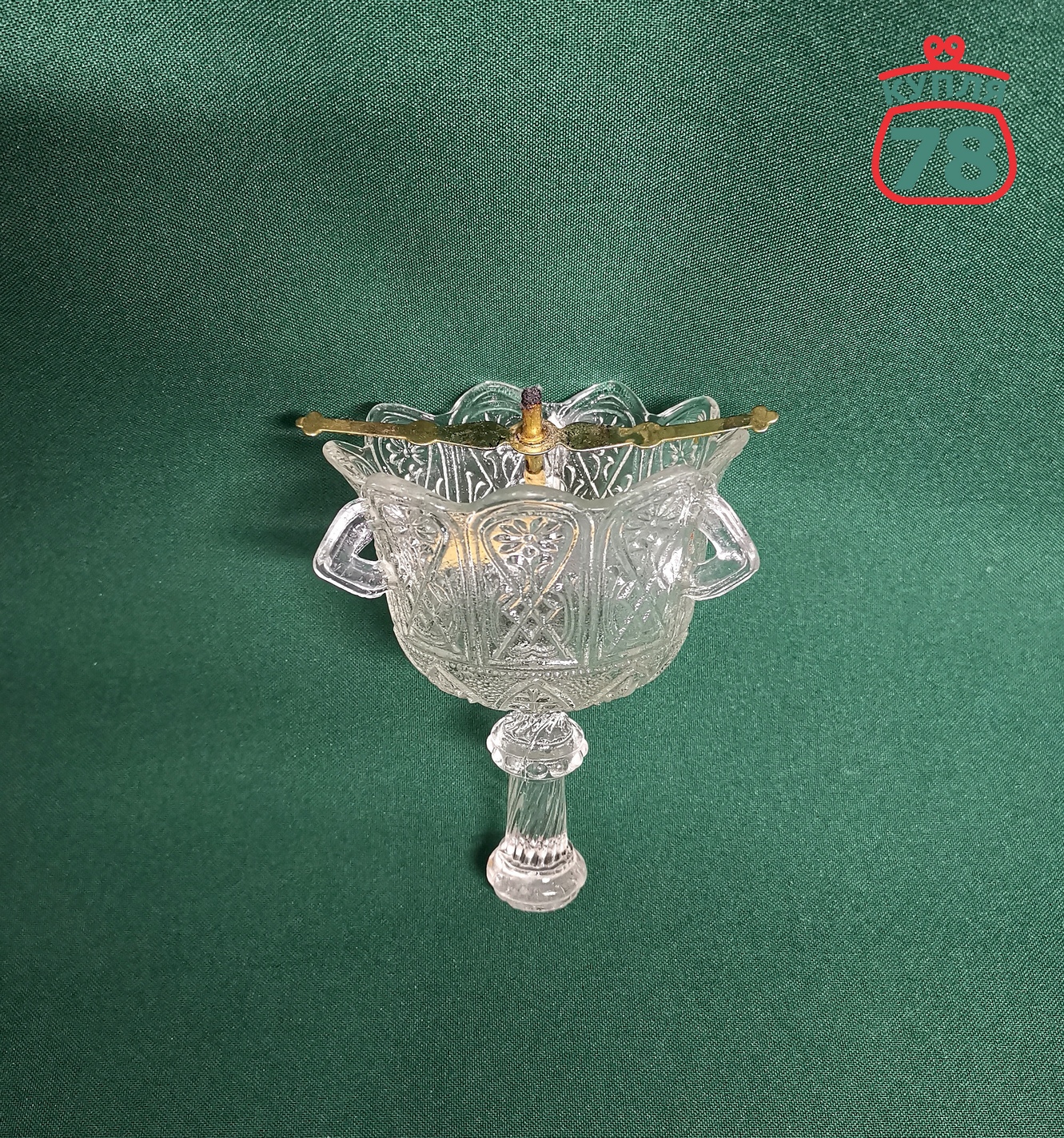 Лампадка старинная стекло / 3142 — изображение 2