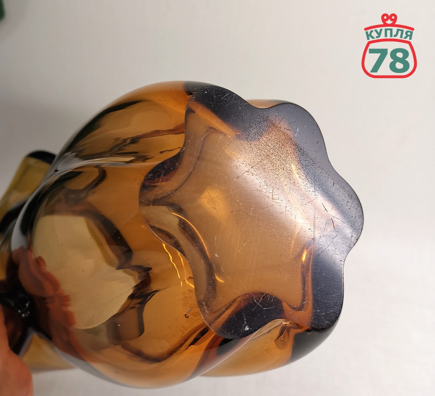 Ваза для цветов СССР Победа янтарное стекло / 3149 — изображение 4