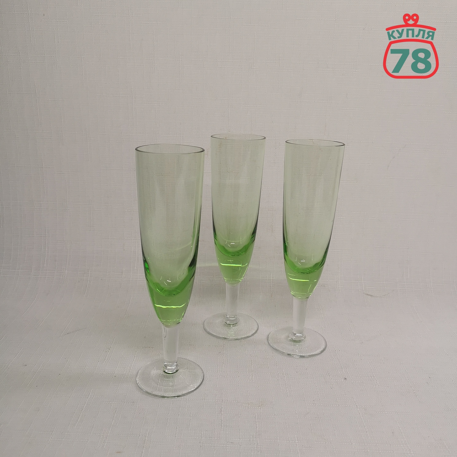 Рюмки зелёное стекло винтаж СССР / 3158 — изображение 2