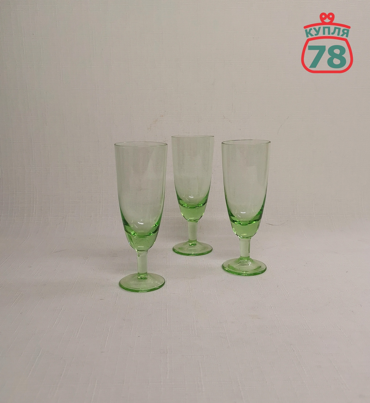Рюмки зелёное стекло винтаж СССР / 3158 — изображение 3