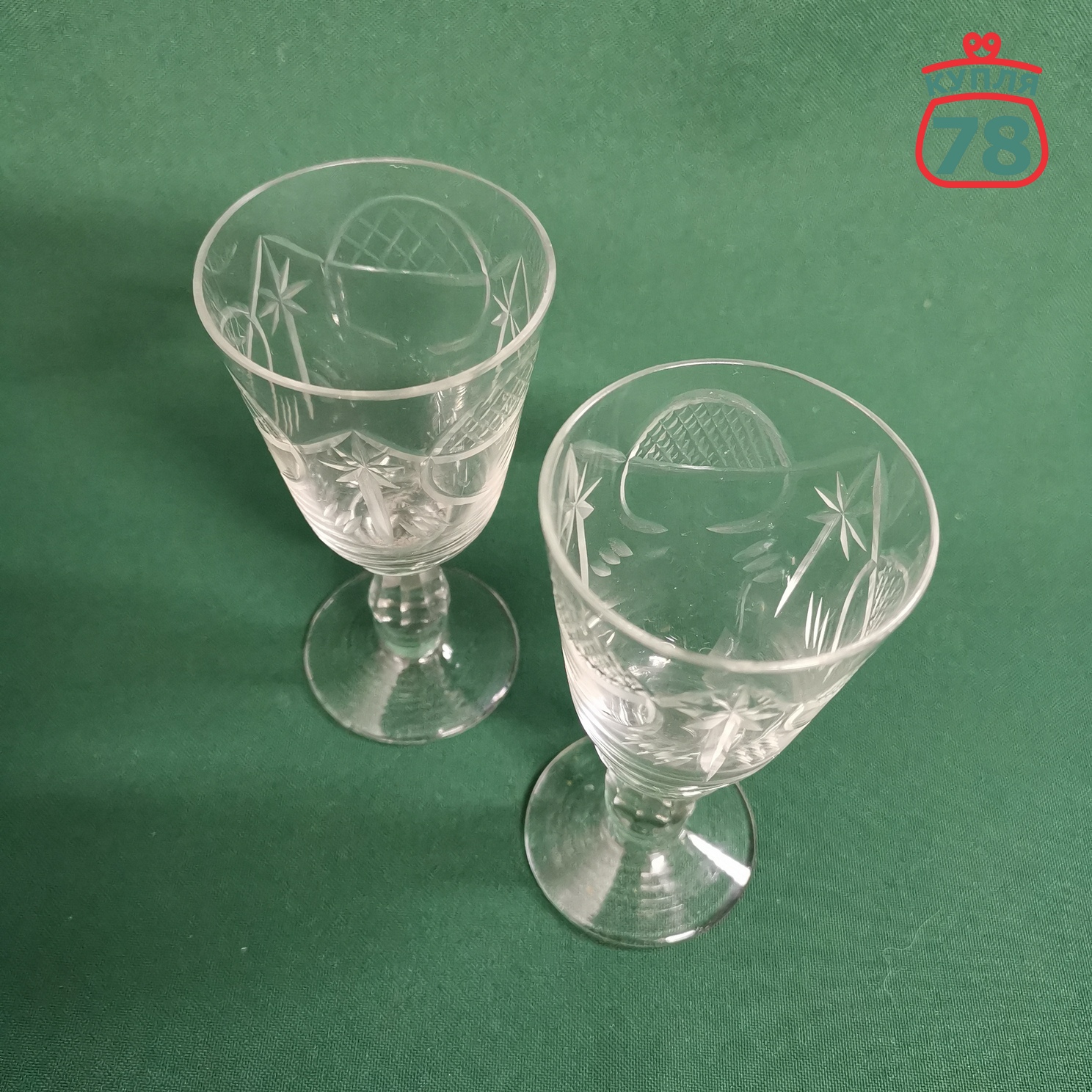 Рюмки резные стекло винтаж СССР / 3159 — изображение 5