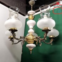 Люстра Югославия винтаж с белой керамикой / 3171