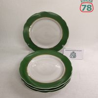 Тарелки винтаж Дулево зелйный кант 20 см 4 шт / 3186