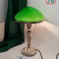 Лампа настольная СССР мрамор зелёный плафон / 3202