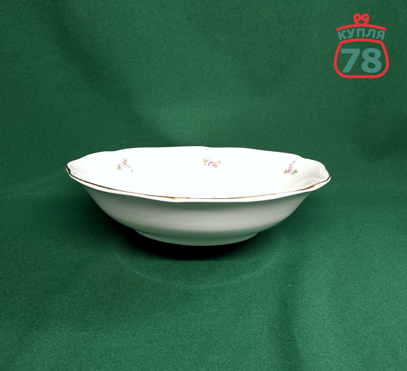 Салатник фарфор Богемия Чехия мейсенский букет / 3270 — изображение 2