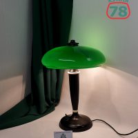 Лампа настольная СССР ампир карболит зелёный плафон / 3278