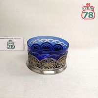 Конфетница кобальтовое стекло скань винтаж СССР / 3300
