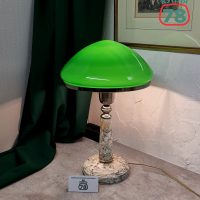 Лампа настольная СССР мрамор зелёный плафон / 3306