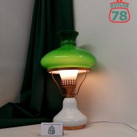 Лампа настольная СССР керосинка зелёный плафон / 3316