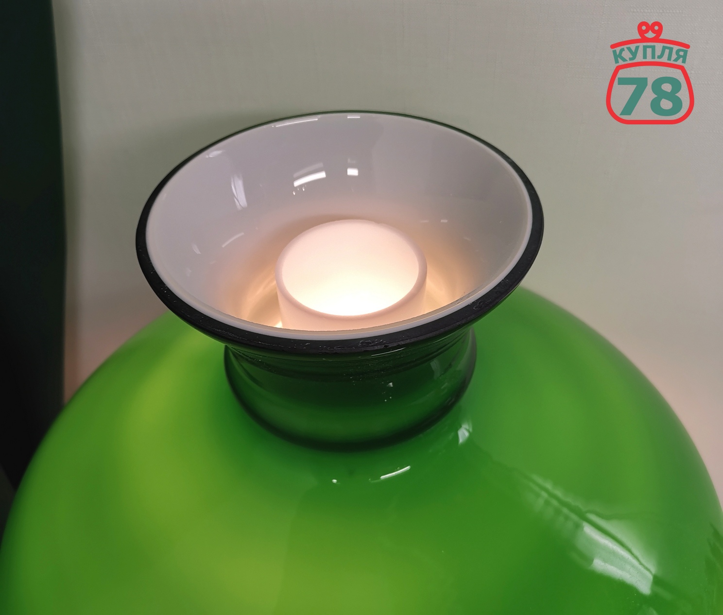 Лампа настольная СССР а-ля керосинка зелёный плафон / 3317 — изображение 3