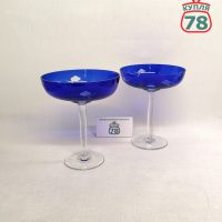 Ваза не ножке синее кобальтовое стекло / 3324