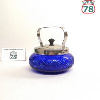 Сахарница СССР резная кобальтовое стекло / 3347