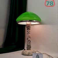 Лампа настольная СССР мрамор зелёный плафон / 3370