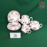 Сервиз чайный винтаж СССР Красный фарфорист розы / 3418