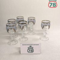 Рюмки хрусталь Чехия Bohemia набор 6 шт голубые / 3428