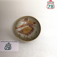 Конфетница тарелочка пиала латунь Индия эмаль птицы / 3441