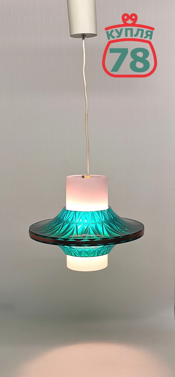 Светильник СССР винтаж зелёный пластик / 3460 — изображение 2