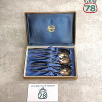 Ложки мельхиор СССР витая ручка набор 6 шт коробка / 3491