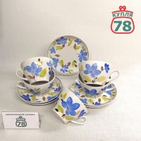 Чайная пара Синие цветы Пролетарий СССР / 3493