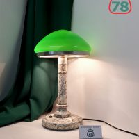 Лампа настольная СССР мрамор зелёный плафон / 3518