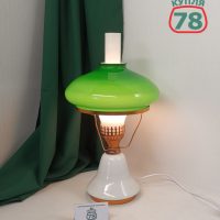 Лампа настольная СССР а-ля керосинка зелёный плафон / 3553