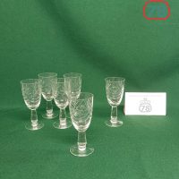 Рюмки старинные тонкое стекло резьба 6 шт / 3560