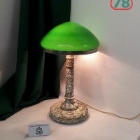 Лампа настольная СССР мрамор зелёный плафон / 3563
