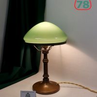 Лампа настольная бронза старинная зелёный плафон / 3568