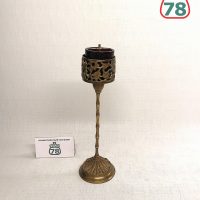 Лампадка старинная настольная латунь стекло / 3602