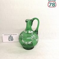 Графин старинный зелёное стекло роспись / 3615