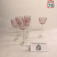 Рюмки стекло СССР винтаж Калининские розовые 6 шт / 3621