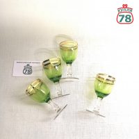 Рюмки зелёное стекло позолота СССР винтаж 4 шт / 3661