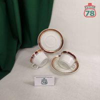 Чайная пара Thun Чехословакия бордовая лента винтаж / 3697