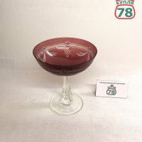 Ваза на ножке сиреневое стекло Бахметьев / 3724