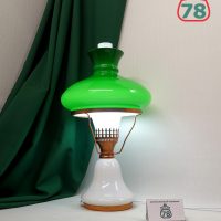 Лампа настольная СССР керосинка зелёный плафон / 3767