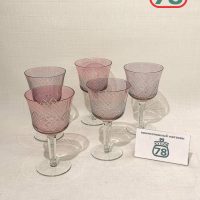 Бокалы розовое стекло СССР винтаж 5 шт тюльпан / 3789