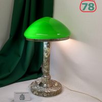 Лампа настольная СССР мрамор зелёный плафон / 3842