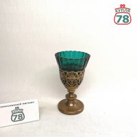 Лампадка старинная латунь со стеклянной вставкой / 3875