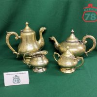 Набор старинной посуды чайник кофейник латунь Европа / 3880