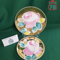 Блюдце тарелка десертная роза на золоте агашки Дулево / 3885