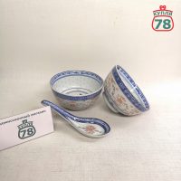 Пиалы рисовый фарфор 2 шт и ложка / 3923