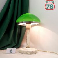 Лампа настольная СССР мрамор зелёный плафон / 3948