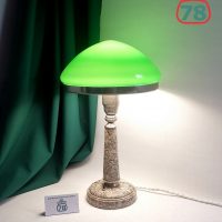 Лампа настольная СССР мрамор зелёный плафон / 3970