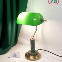 Лампа банкир змеевик зелёный плафон круглое основ / 3983